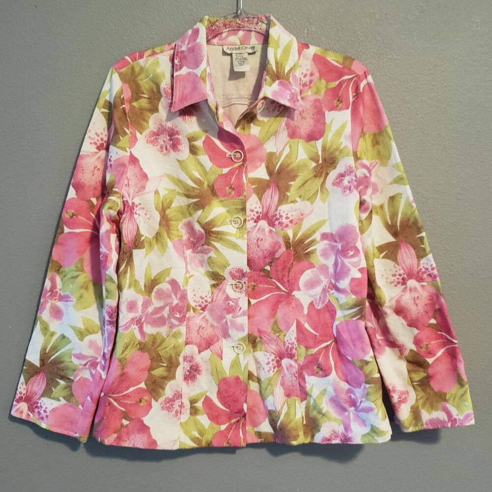 Andre Oliver Spring Summer Floral size 14 shacket